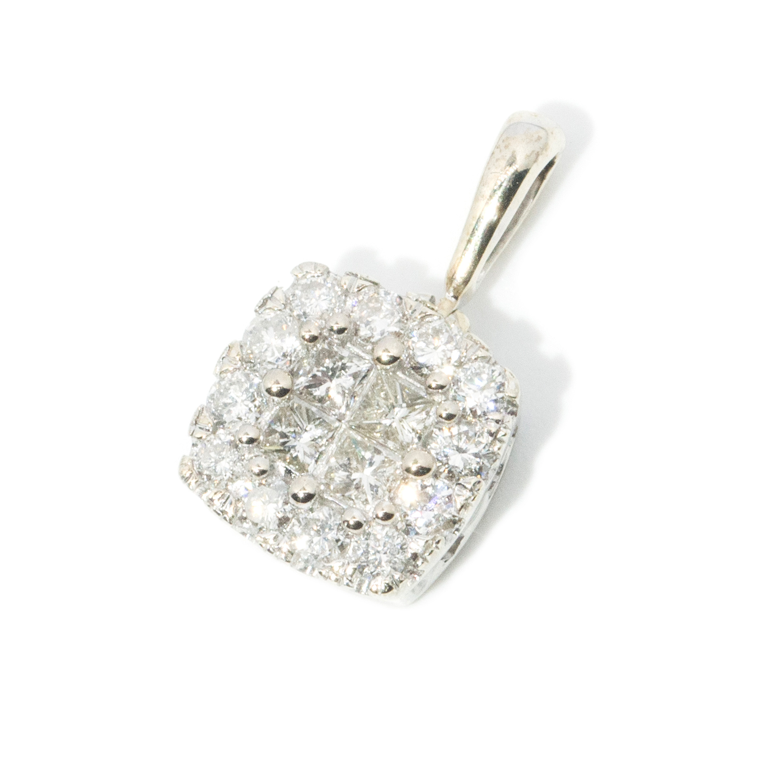 0.48 Carat Diamond Square Cluster Pendant in 9ct White Gold