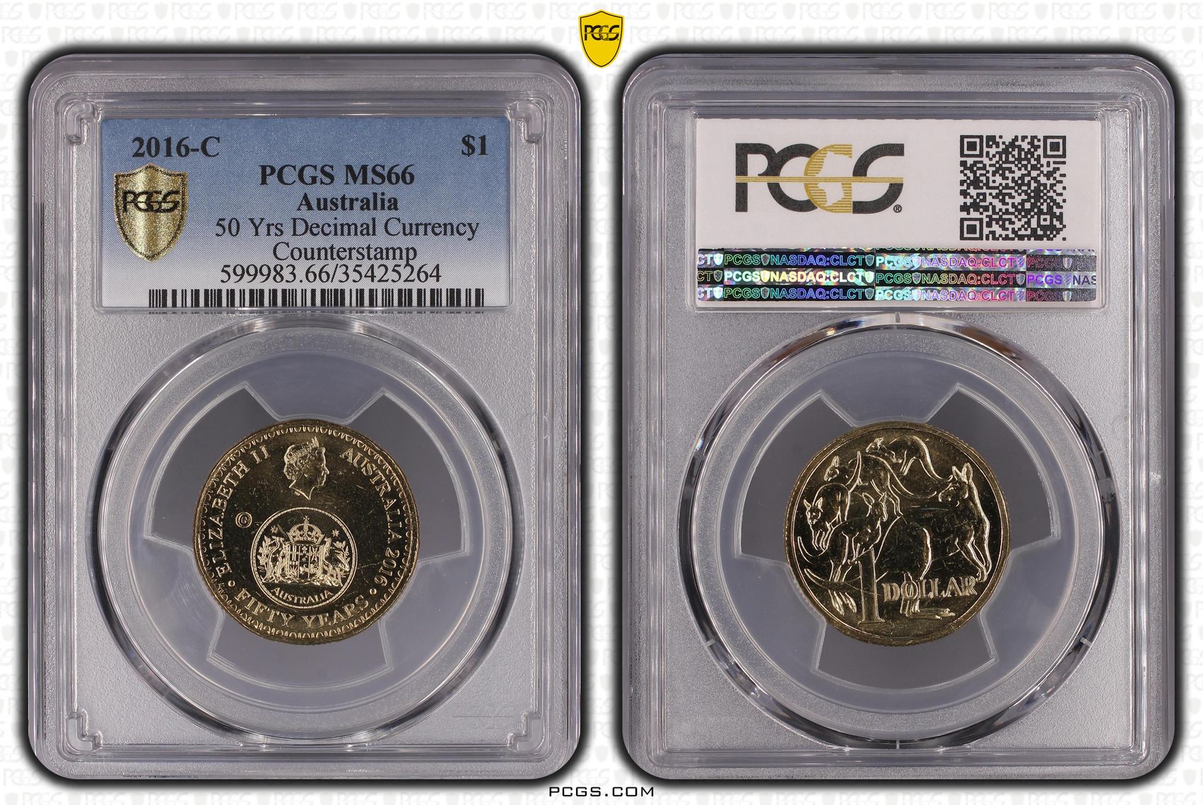 Elizabeth II, 50 Yrs Decimal Currency Counterstamp, One Dollar, 2016-C, PCGS MS 66