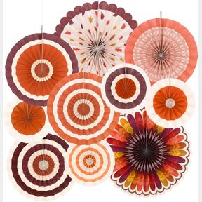 THANKSGIVING PARTY SUPPLIES KIT WITH FALL PARTY DECORATIONS - INCLUDES ELEGANT AUTUMN-THEMED PAPER FANS FOR MEMORABLE THANKSGIVING