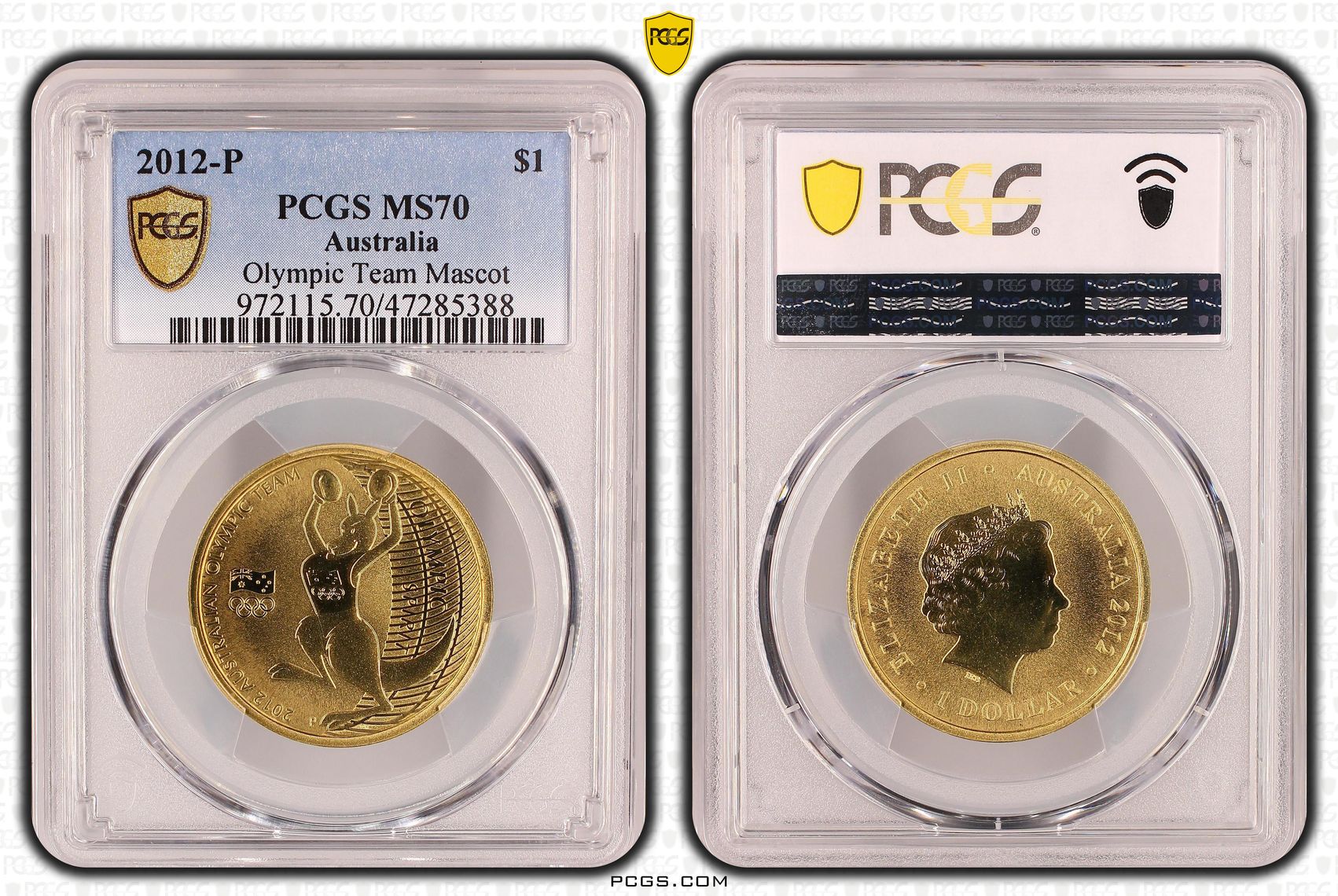 Elizabeth II, Olympic Team Mascot, One Dollar, 2012-P, PCGS MS70