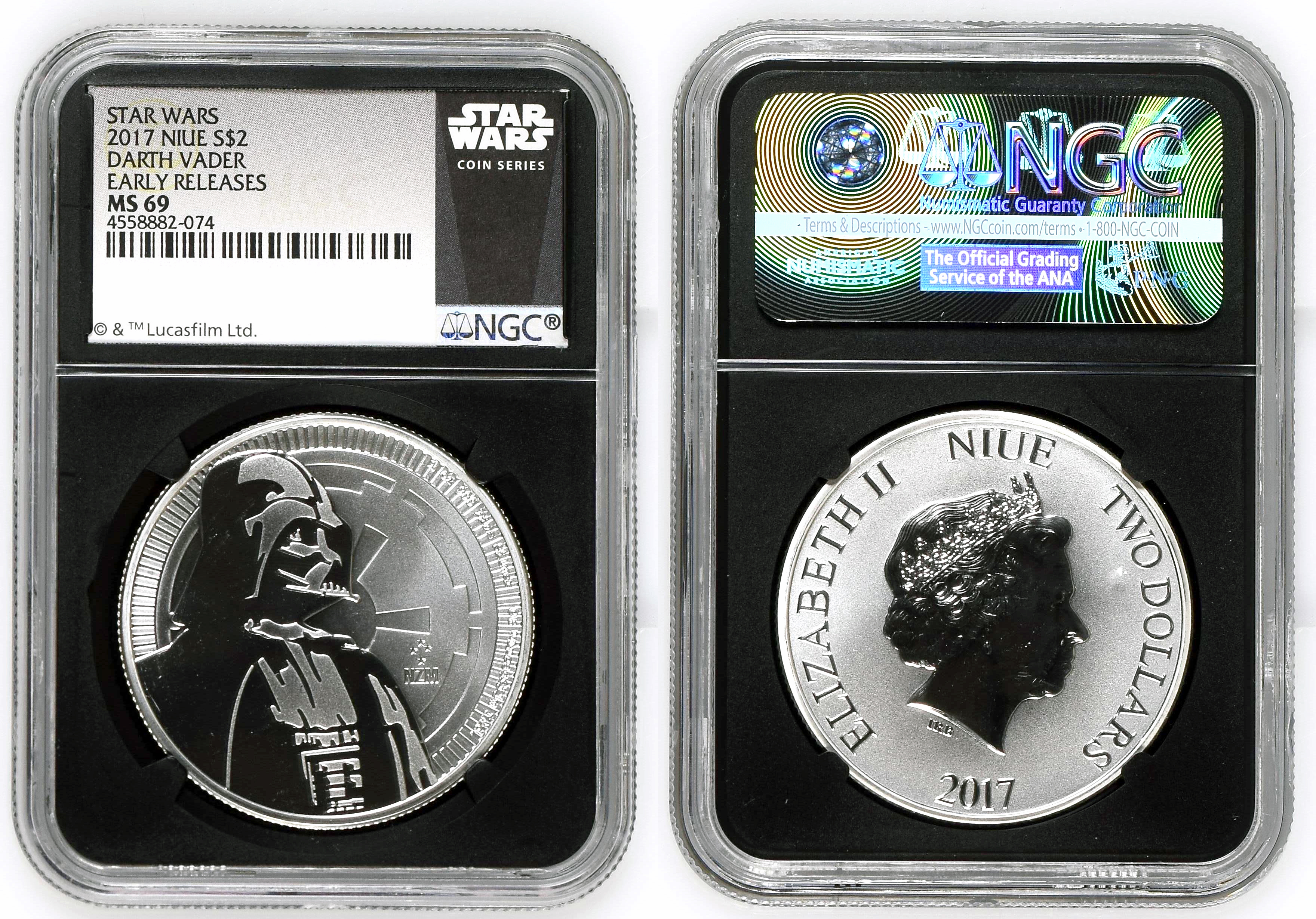 Niue, Darth Vader, Two Dollar, 2017, NGC MS 69