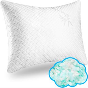 HYPOALLERGENIC PILLOW - ADJUSTABLE THICKNESS BAMBOO SHREDDED MEMORY FOAM PILLOW - KOOL-FLOW MICRO-VENTED BAMBOO COVER, DUST MITE R