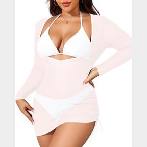 AQUA EVE PLUS SIZE 3 PIECE BIKINI SET WOMEN SWIMSUITS WITH COVER UP BATHING SUIT 12W