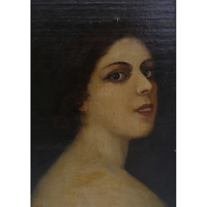 Attributed to Hans Makart (1840-1884, Austria) 'Susana' Oil on Canvas over Board. Measures 11.5x8.25''.