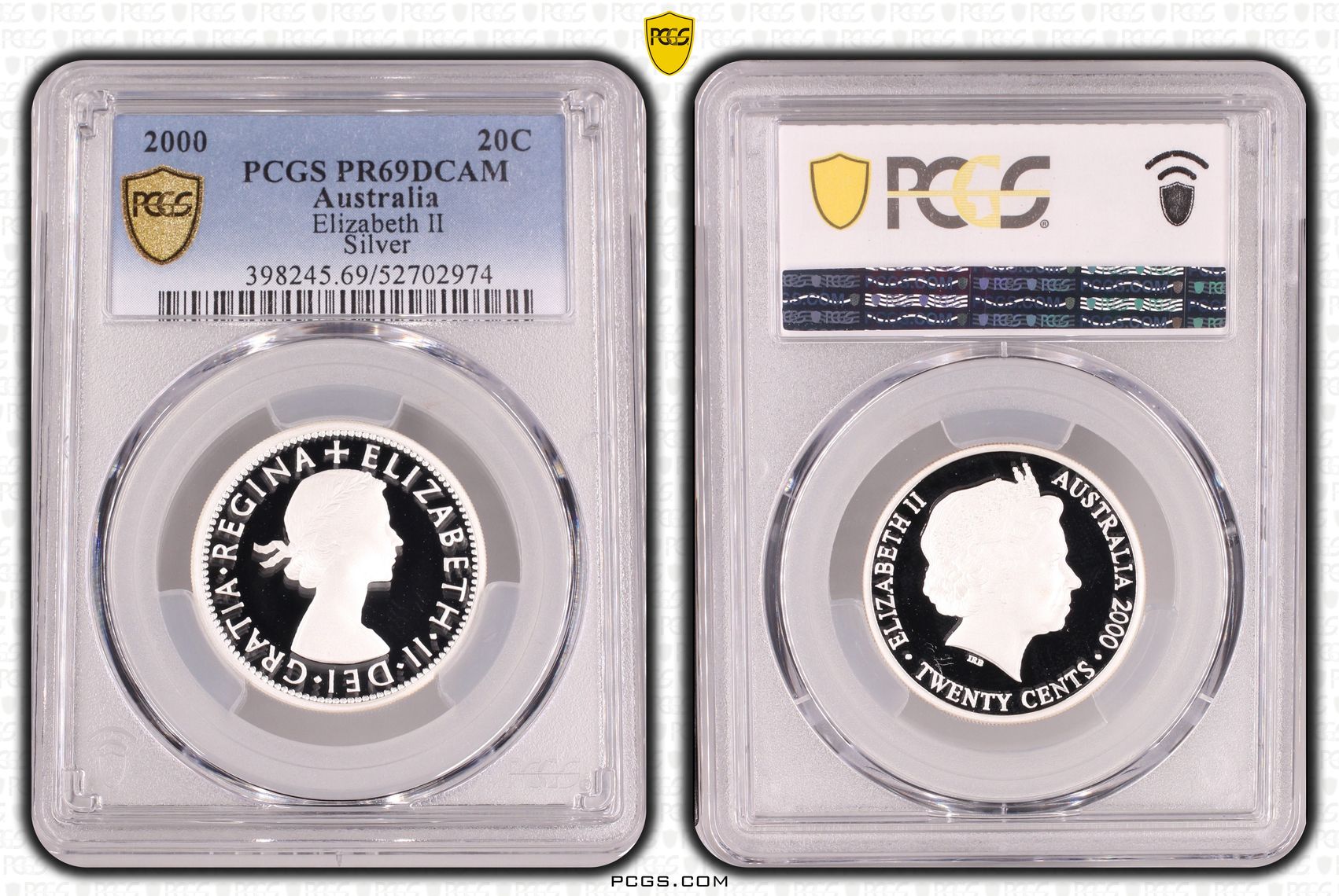 Elizabeth II Silver, Twenty Cent, 2000, PCGS PR69DCAM