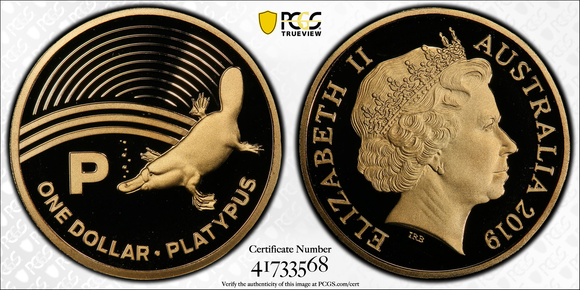 454 · 2019 Australia One Dollar, $1 P- Platypus Great Aussie Coin Hunt PCGS - PR70DCAM POP 8/0 -568