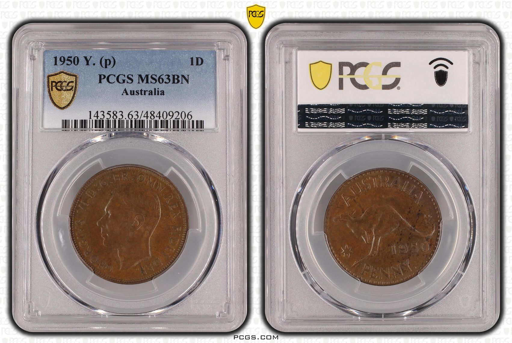 George VI, Penny, 1950, PCGS MS63BN