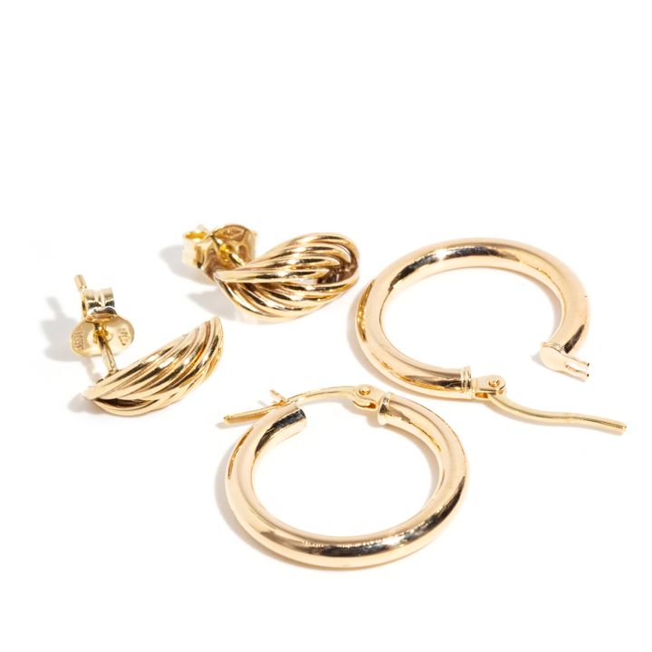 Two Pairs of 9 Carat Gold Earrings