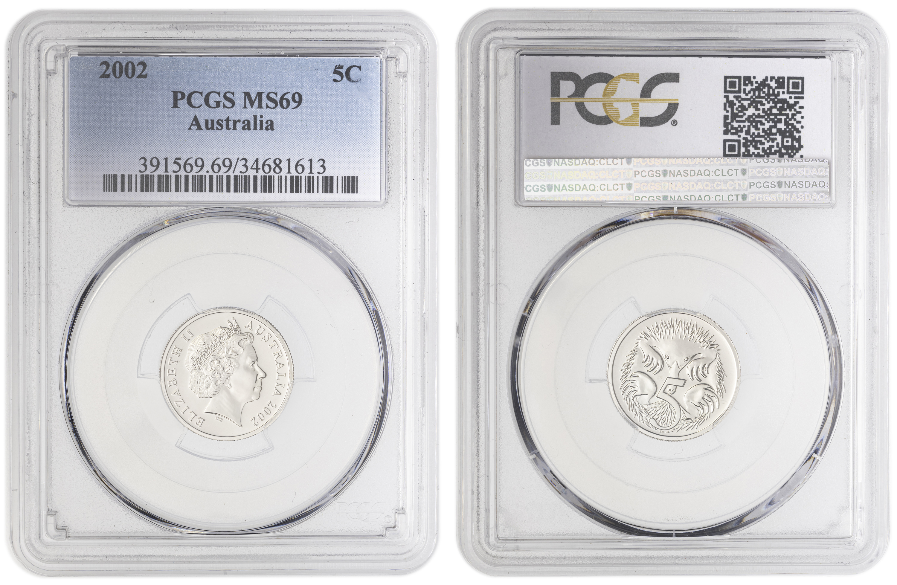 , Five Cent, 2002, PCGS MS69