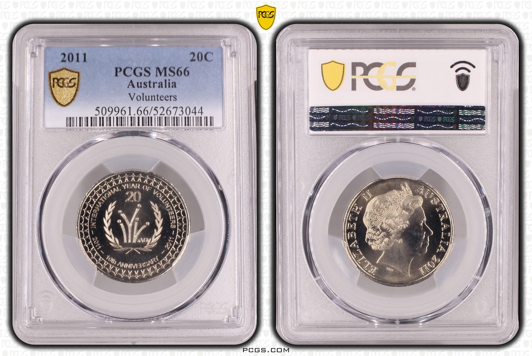 Volunteers, Twenty Cent, 2011, PCGS MS66
