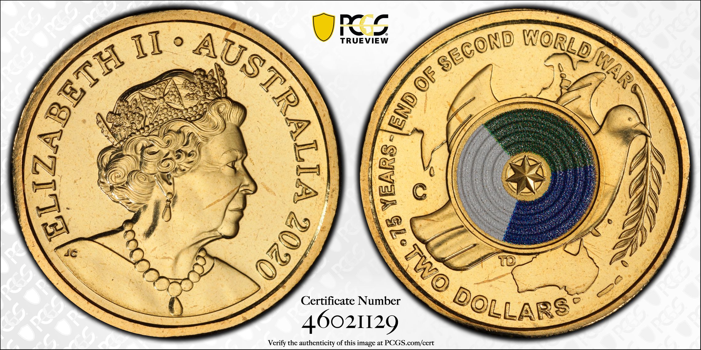 75th Ann End of WWII Colorized, Two Dollar, 2020-C, PCGS MS67