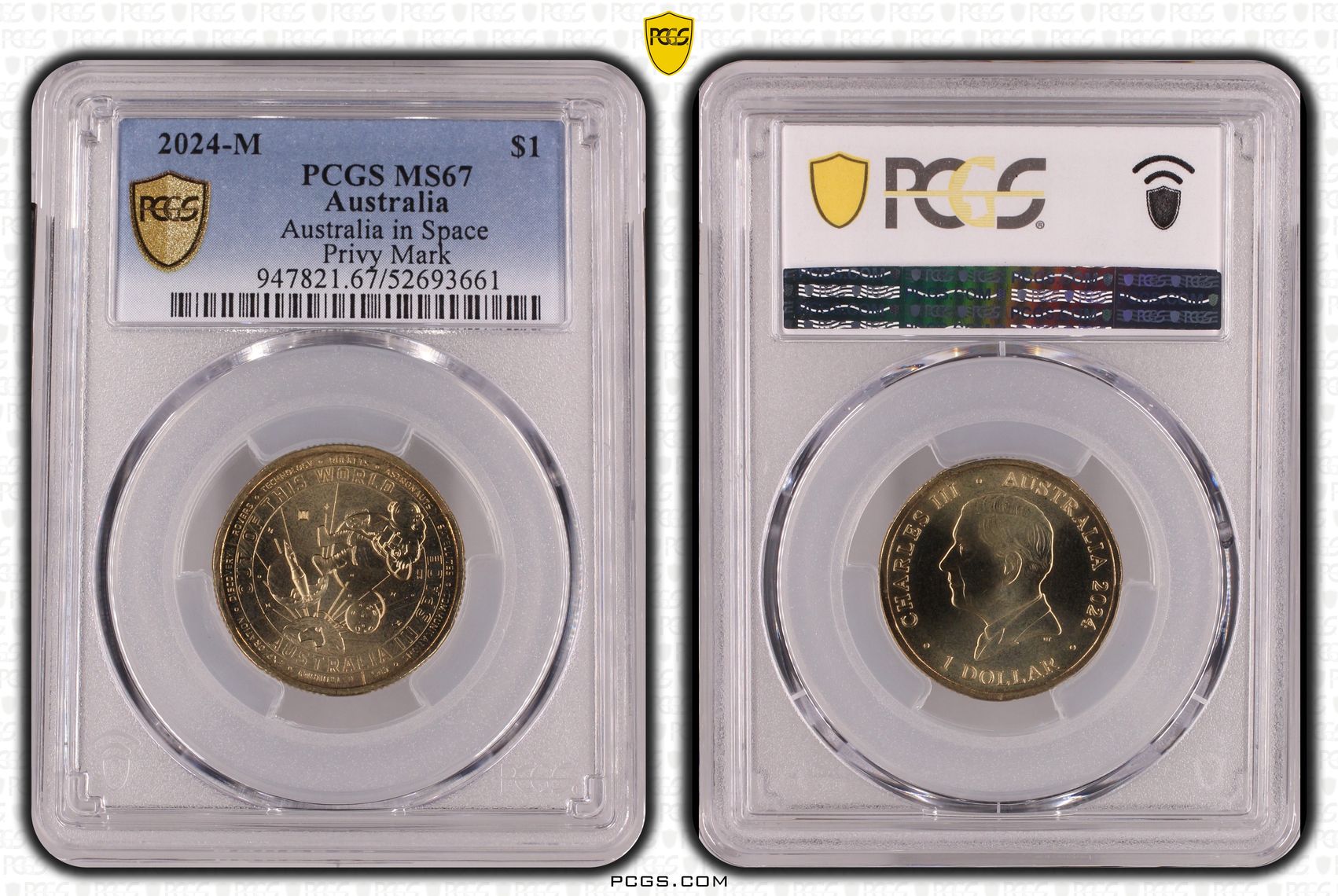 Australia in Space Privy Mark, One Dollar, 2024-M, PCGS MS67