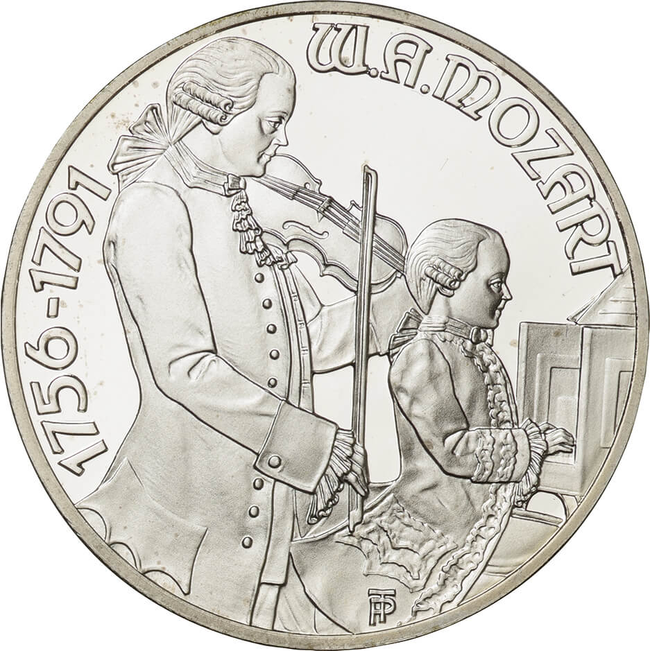 オーストリア-Austria. モーツァルト追悼200年記念 金・銀貨4種揃 
