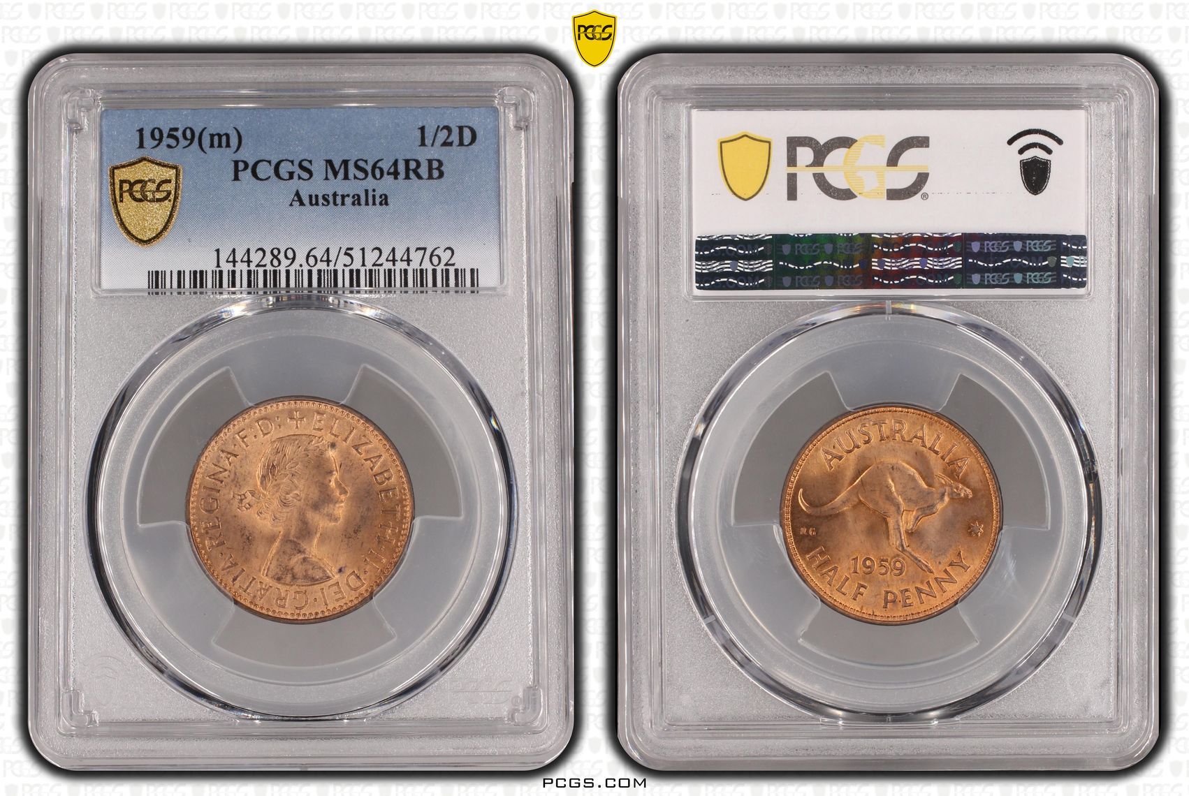 1959(m) Australia Halfpenny PCGS MS64RB