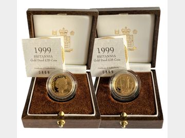 1999 GOLD PROOF TWENTY FIVE POUND BRITANNIA COIN