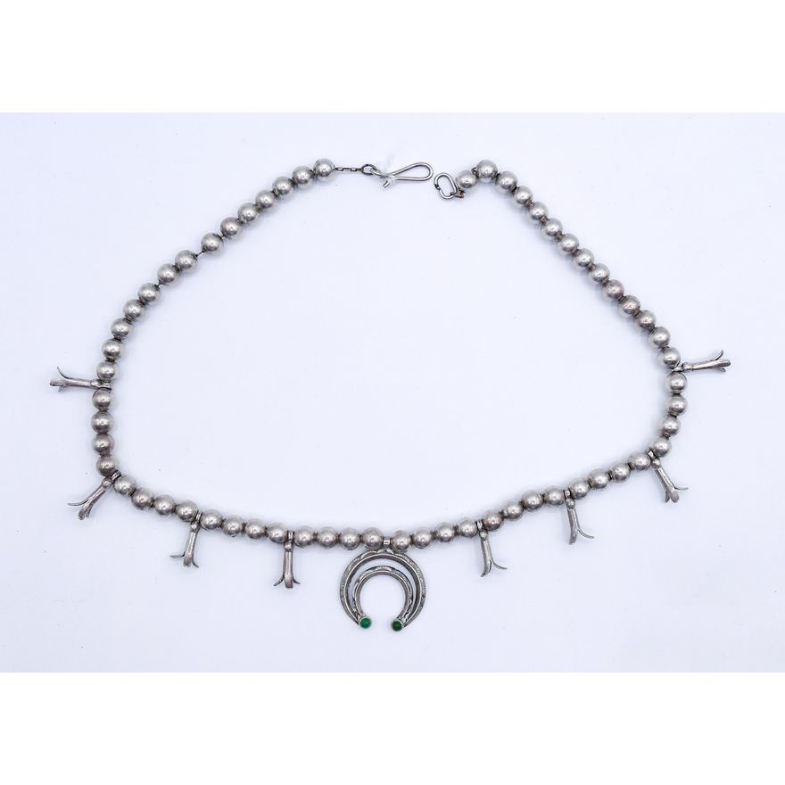 Small Navajo Sterling Squash Blossom Necklace 16''