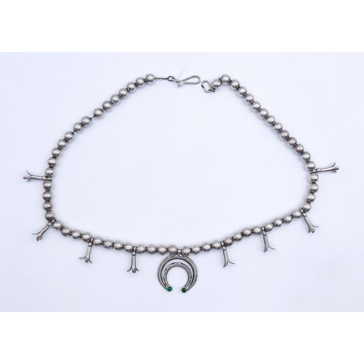 Small Navajo Sterling Squash Blossom Necklace 16''
