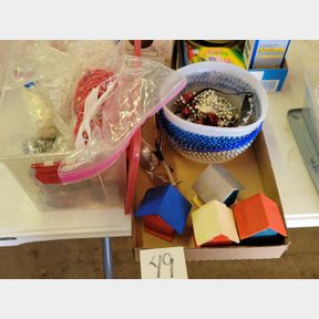 2 Boxes of Small bird houses, beads and arts & crafts