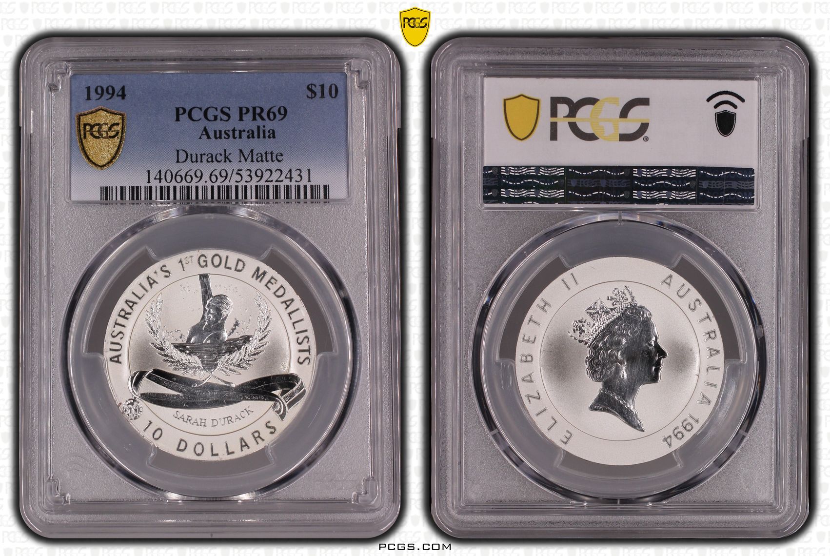 Durack Matte, Ten Dollar, 1994, PCGS PR69