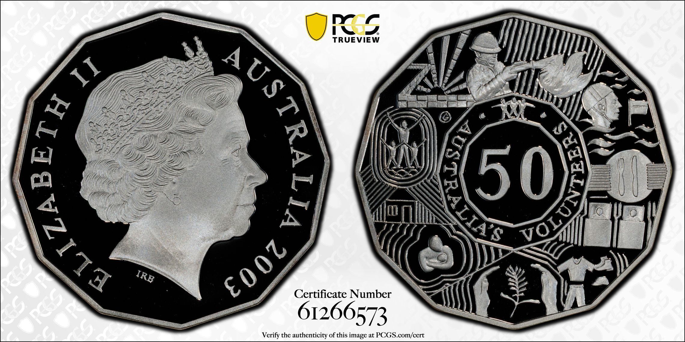 Volunteers Silver, Fifty Cent, 2003, PCGS PR70DCAM