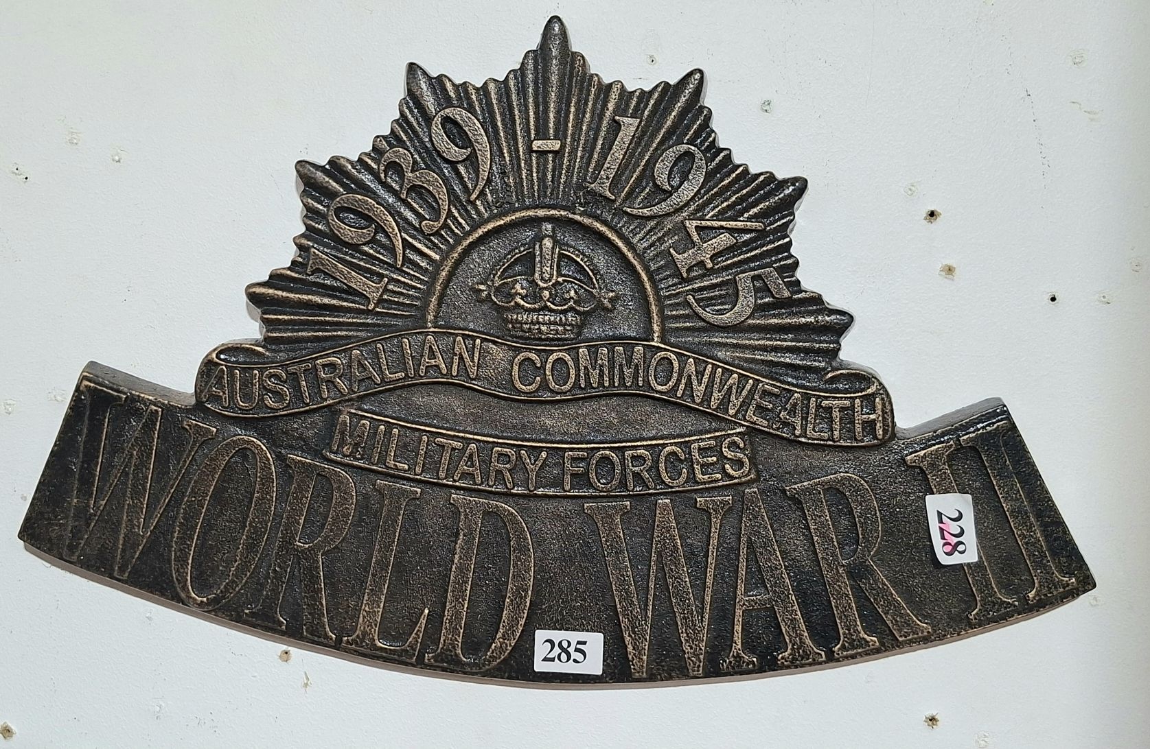Cast Iron World War Ii Wall Plaque
