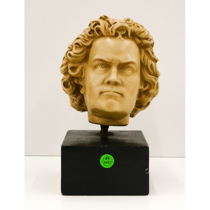 Mid Century Plaster Beethoven Bust on Stand 10''