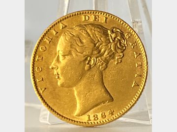 1864 VICTORIA YOUNG HEAD #DIE 72 LONDON MINT SHIELD GOLD SOVEREIGN