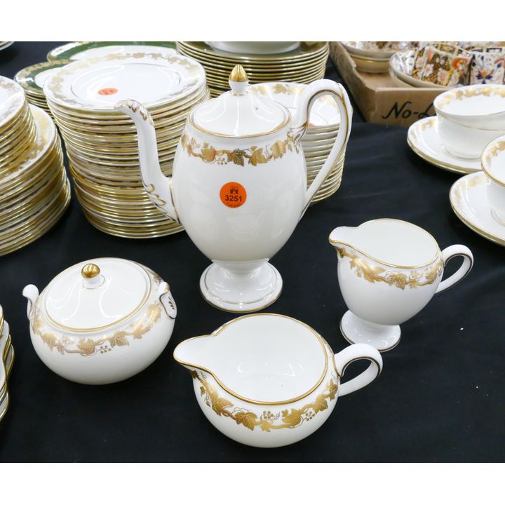 4pc Wedgwood Whitehall (White) Bone China Small Coffee Pot and Service