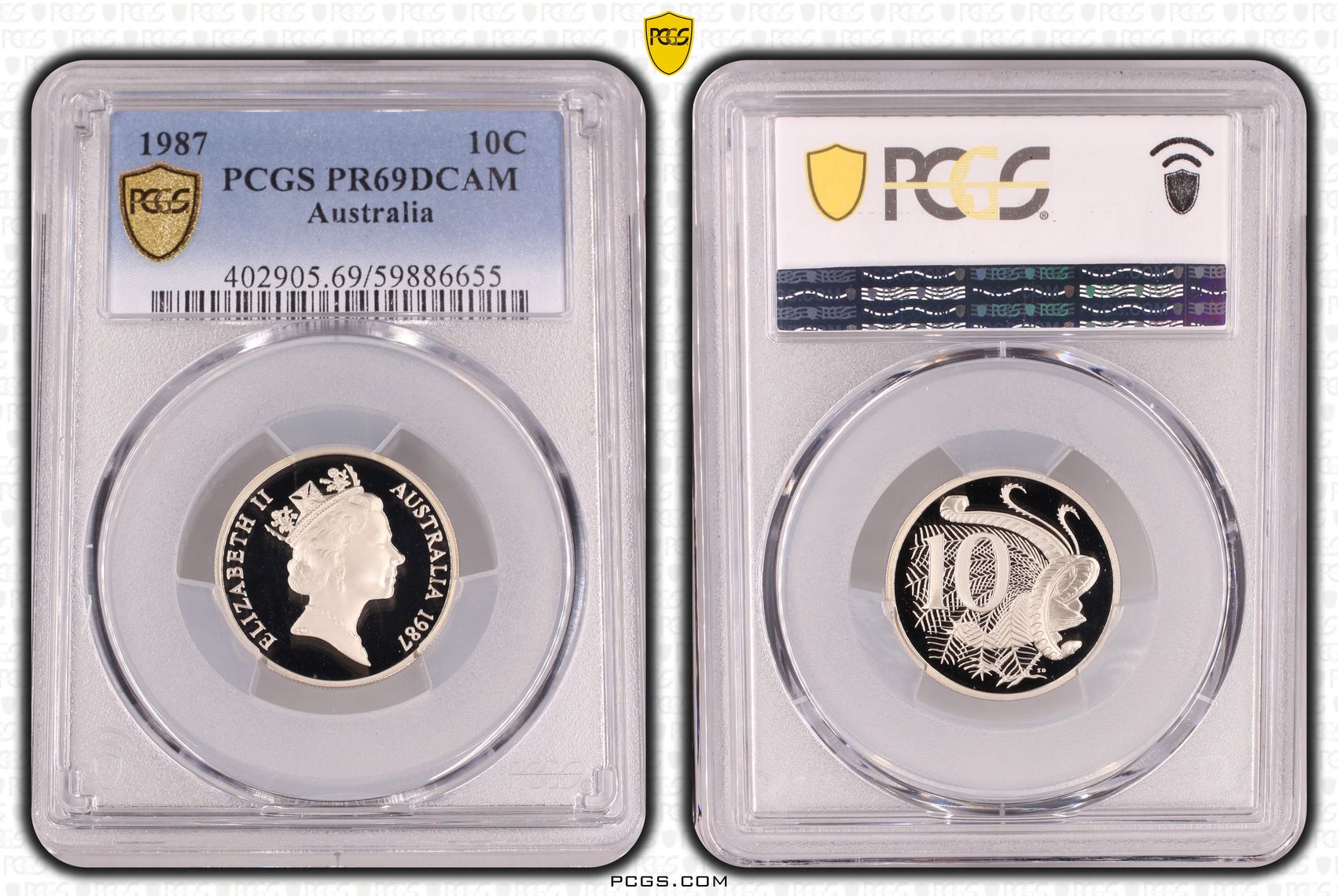 Ten Cent, 1987, Pcgs Pr69dcam