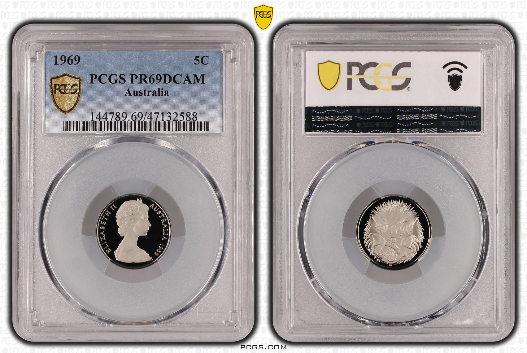 Elizabeth II, , Five Cent, 1969, PCGS PR69DCAM