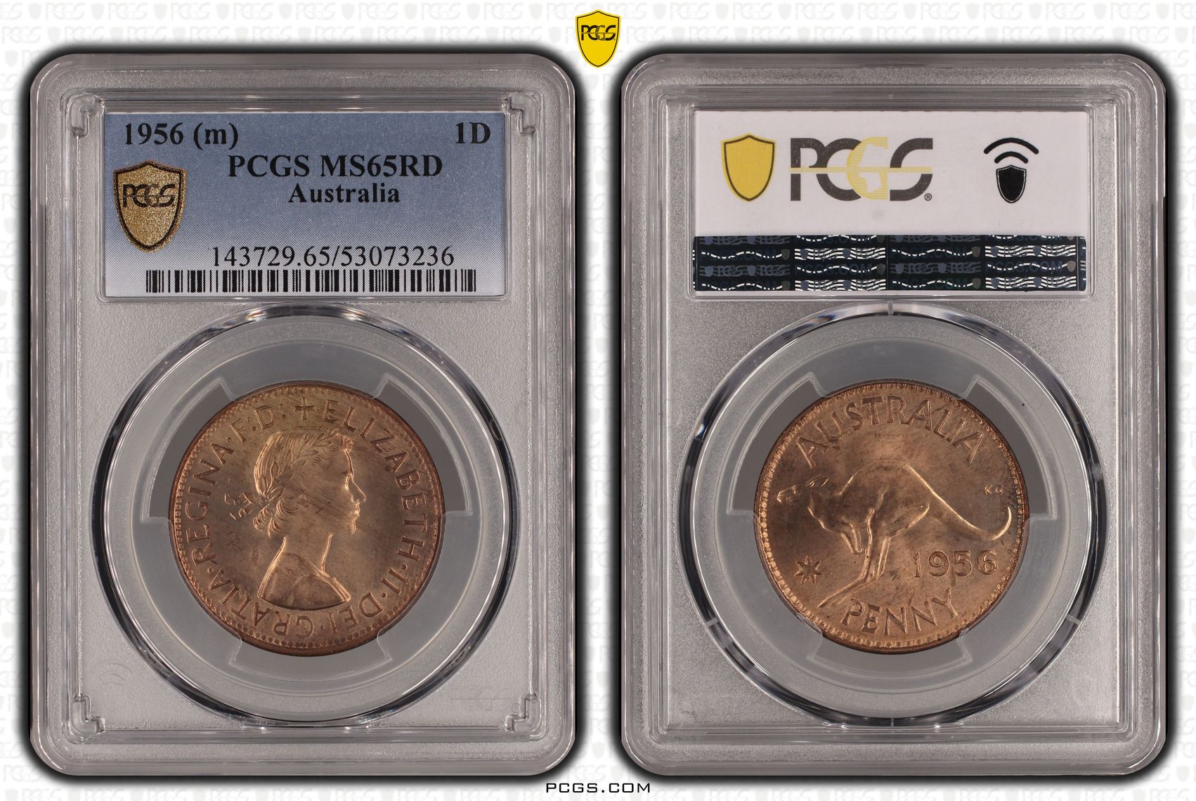 Elizabeth II, Penny, 1956, PCGS MS65RD