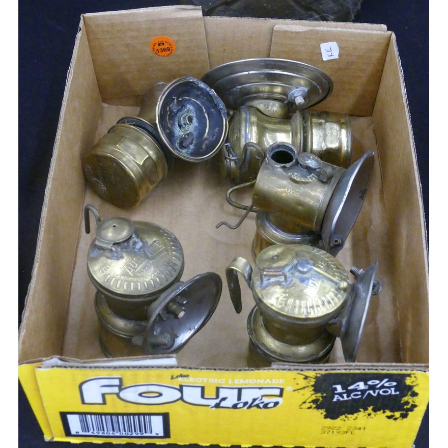 Box Antique Miner's Lamps 5pc