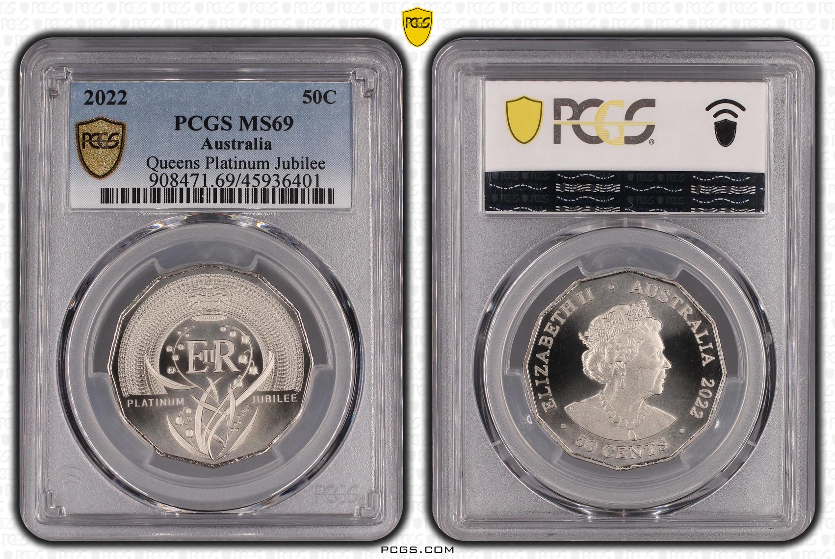 Elizabeth II Platinum Jubilee, Fifty Cent, 2022, PCGS MS69