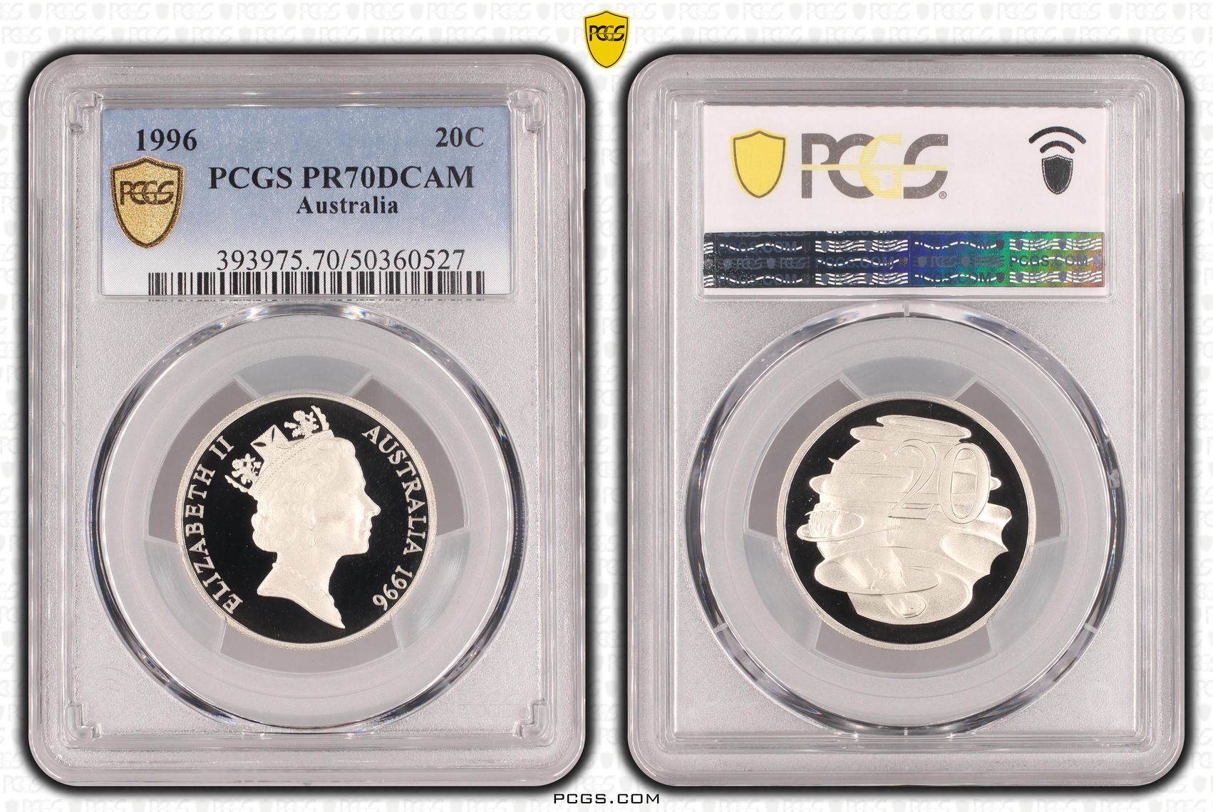 POP 18/0, Twenty Cent, 1996, PCGS PR70DCAM