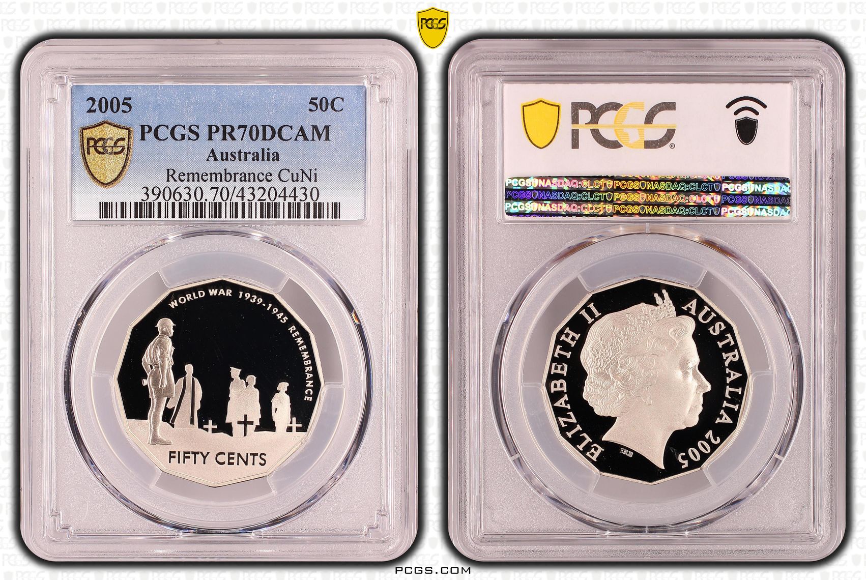 2005 Australia Fifty Cent, 50c Proof Remembrance PCGS - PR70DCAM POP 4/0 -430