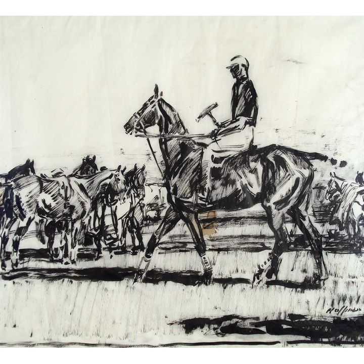 Polo Player on Horse by Frank Hoffman (1888-1958)