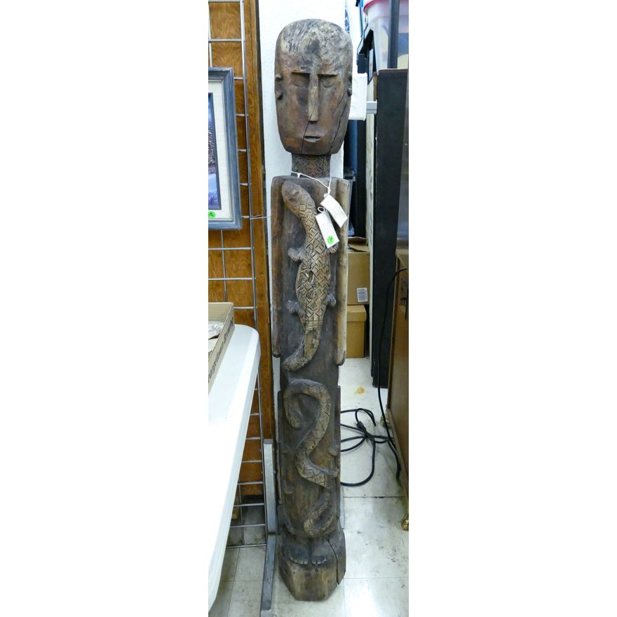 East Timor Ironwood Ancestor Totem Pole 55''x6''