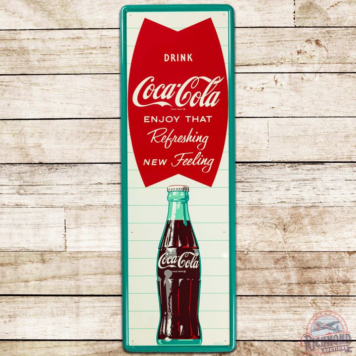NOS 1961 Coca Cola Enjoy That Refreshing New Feeling w Fishtail & Bottle