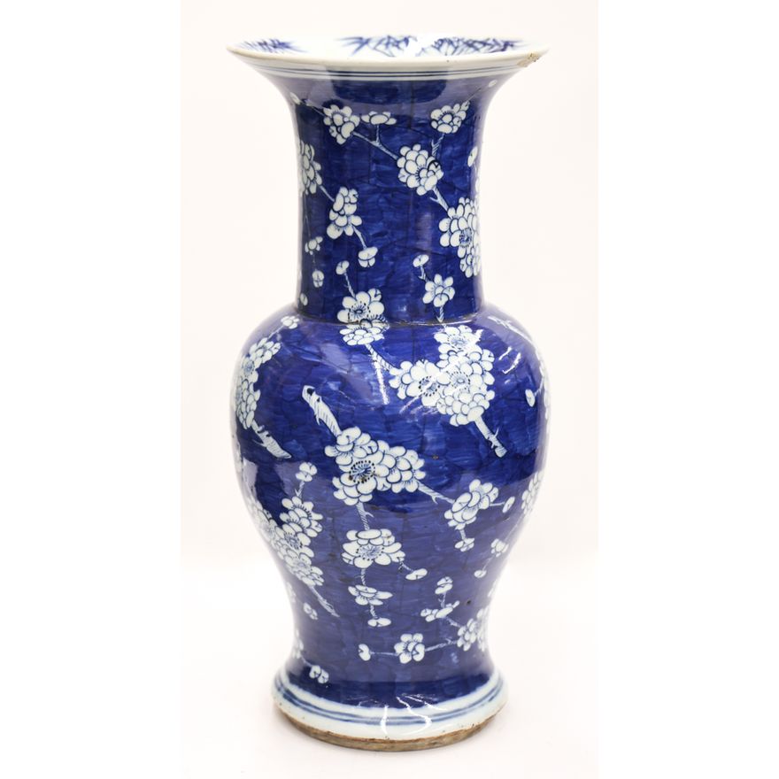Chinese Blue & White Prunus Large Vase