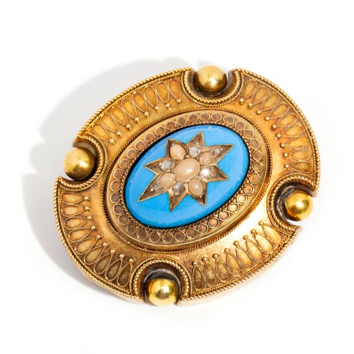 18 carat Pearl & Diamond Mourning Brooch ,