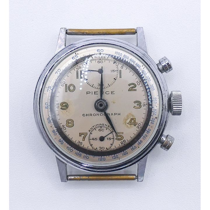 Vintage Men's Pierce Chronograph Silver Dial Wrist Watch