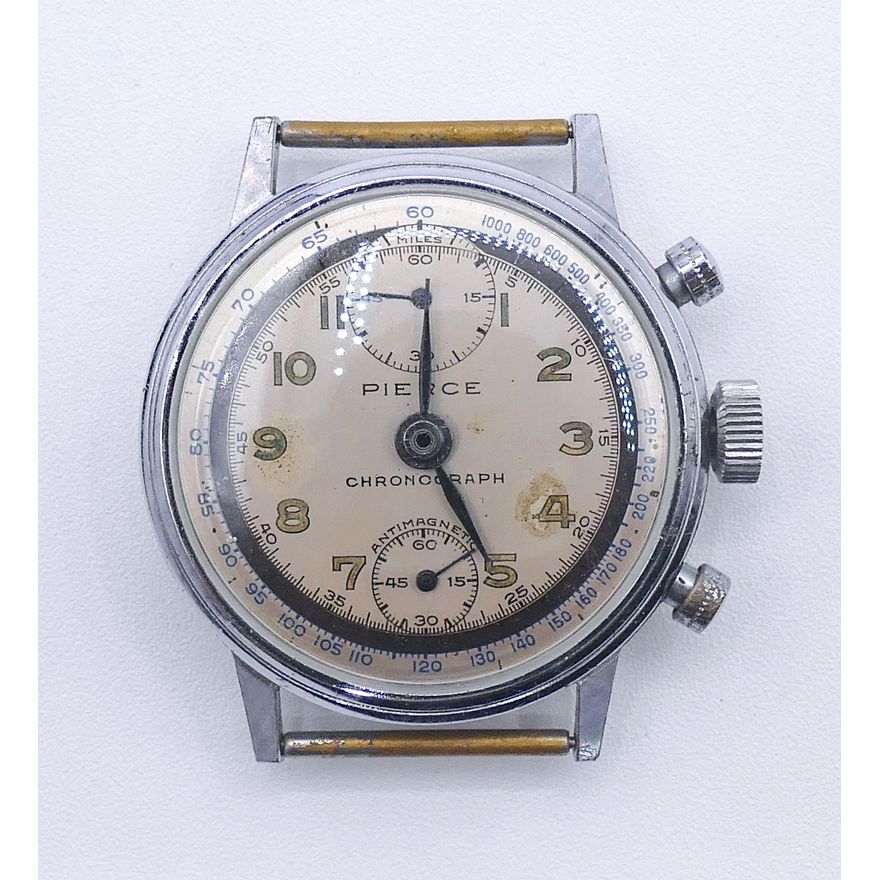 Vintage Men's Pierce Chronograph Silver Dial Wrist Watch