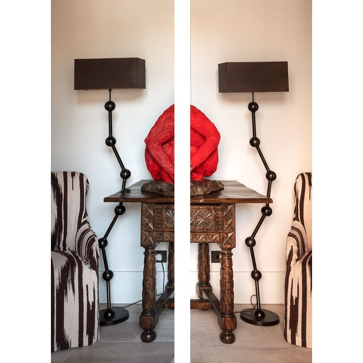 Cox London Tremble range - A pair of wrought iron standing lamps