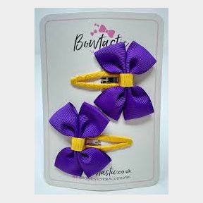 Hair Bow Clips 4 Pack - Yellow/Purple - Bar 9900960696859 - 51748/15057