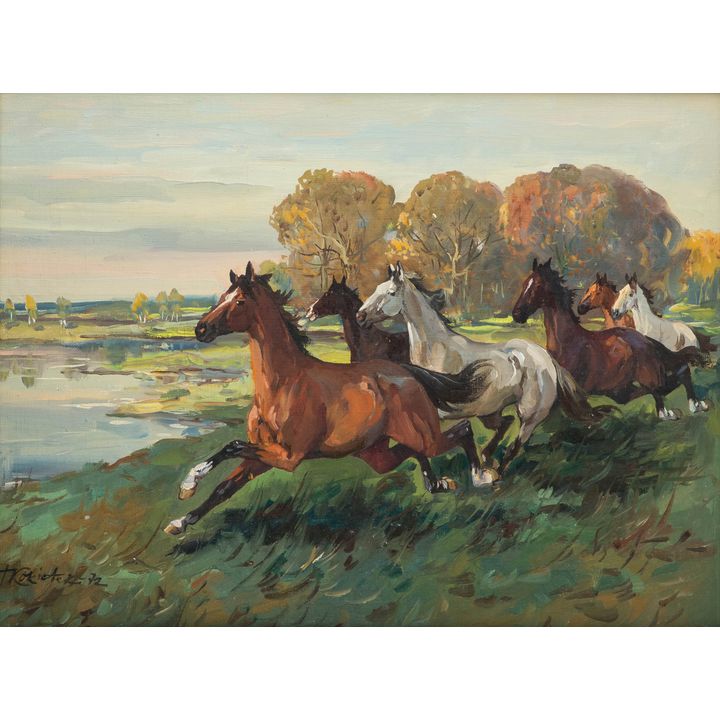 Tadeusz Kokietek | Konie w galopie, 1972 r.