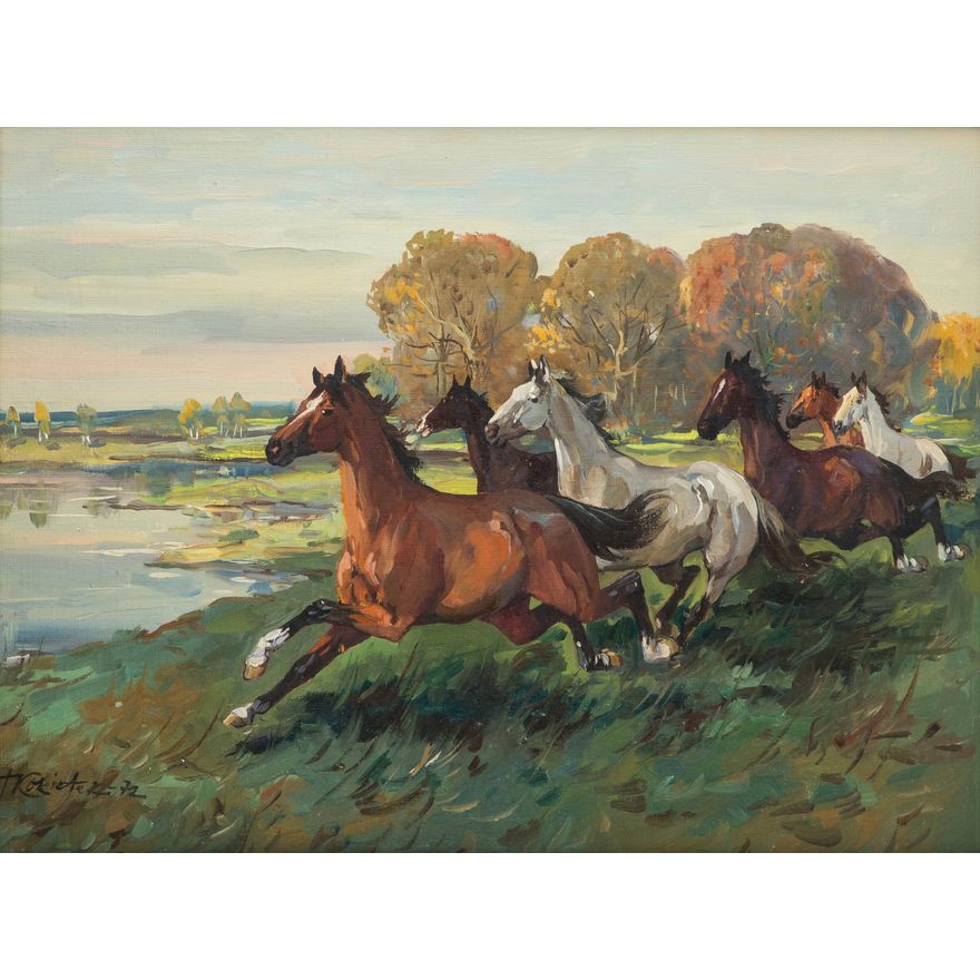 Tadeusz Kokietek | Konie w galopie, 1972 r.