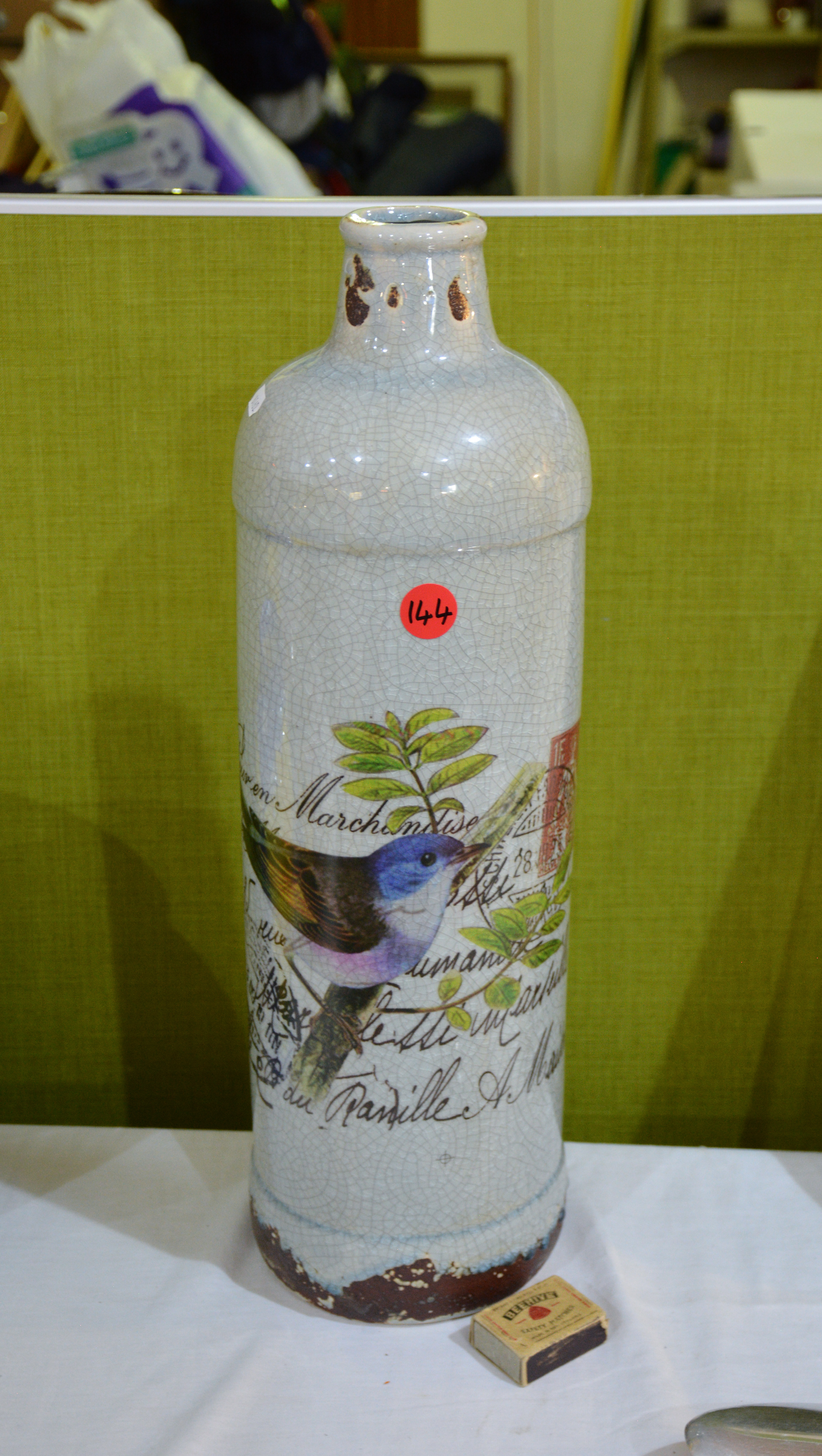 Tall Ceramic Bird Design Vase — sold at auction in New Zealand for $20