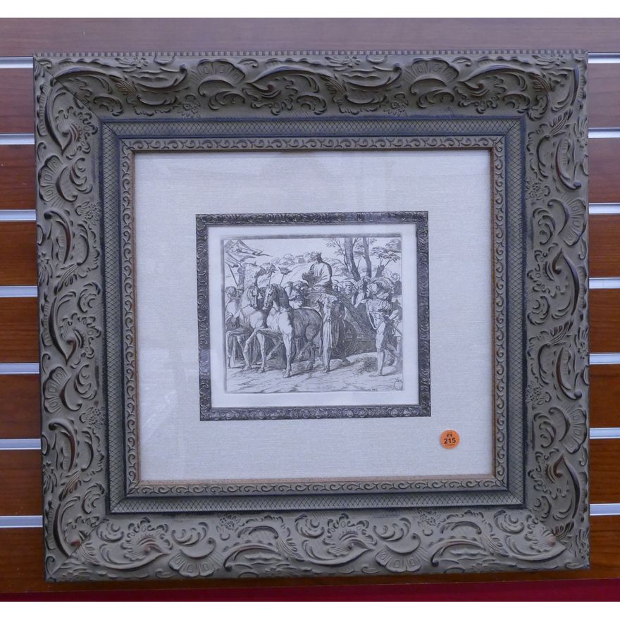 Raphael 'The Triumph of David' Etching w/ COA in Gallery Frame- 20x21''