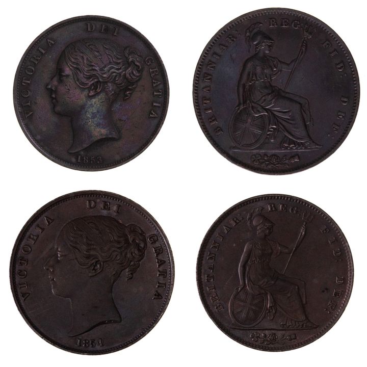 Great Britain, Victoria, Penny, 1853 - 1854, aUNC