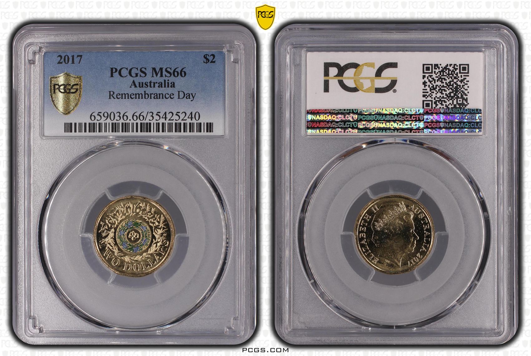 2017 Australia Two Dollar, $2 Remembrance Day PCGS - MS66 -240
